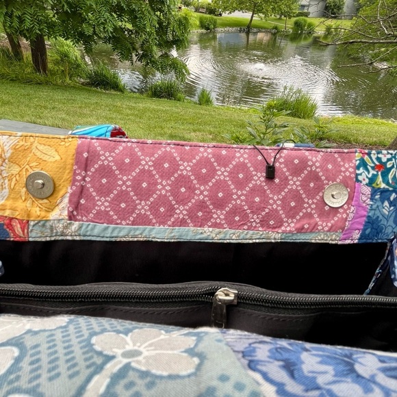 New Vibrant Unique Quilted Colorful Patchwork Tote Bag Sturdy Construction - Picture 7 of 11